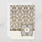 Golden Filigree, Gray - Wedding Invitation Kaart (Achterkant)