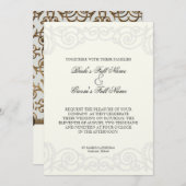 Golden Filigree, Gray - Wedding Invitation Kaart (Voorkant / Achterkant)