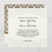 Golden Filigree, Gray - Wedding Invitation Kaart (Voorkant / Achterkant)