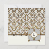 Golden Filigree, Gray - Wedding Invitation Kaart (Achterkant)