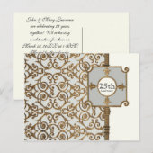 Golden Filigree, grijs - 25e Jubileum Briefkaart (Voorkant / Achterkant)