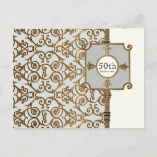 Golden Filigree, grijs - 50ste Jubileum Briefkaart