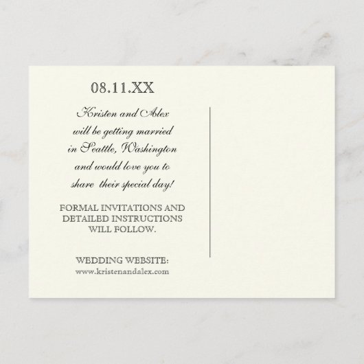 Golden Filigree, grijs - sparen de datum aankondig Aankondigingskaart (Achterkant)