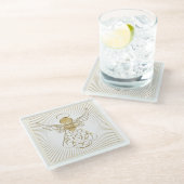 Golden Filigree Kerstengel van Grace Glazen Onderzetter (Schuin)