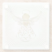 Golden Filigree Kerstengel van Grace Glazen Onderzetter (Achterkant)