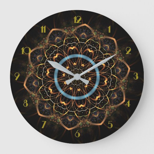 Golden Filigree Mandala Round Grote Klok (Voorkant)