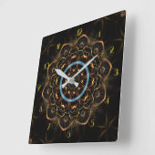 Golden Filigree Mandala Vierkante Klok (Hoek)