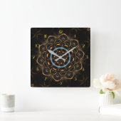 Golden Filigree Mandala Vierkante Klok (Huis)