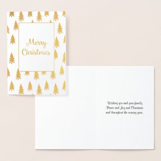 Golden Fir Trees Elegant Folie Kerstmis Kaart (Display)