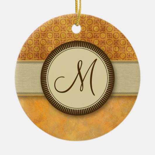 Golden Fire Coin Pattern met Monogram Keramisch Ornament (Voorkant)