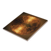 Golden Fire Light Fractal Waves Ball keramische Te Tegeltje (Zijkant)
