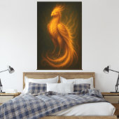 Golden Fire Phoenix – High-End Fantasy Art Paintin Canvas Afdruk (Insitu (Slaapkamer))
