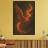 Golden Fire Phoenix • Luxury Fine Art Canvas Print (Insitu (Woonkamer))