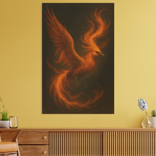 Golden Fire Phoenix • Luxury Fine Art Canvas Print (Insitu (Woonkamer))