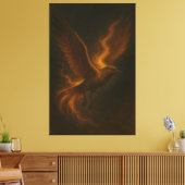 Golden Fire Phoenix • Luxury Fine Art Canvas Print (Insitu (Woonkamer))