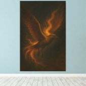 Golden Fire Phoenix • Luxury Fine Art Canvas Print (Insitu (Houten vloer))