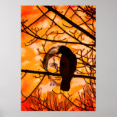 Golden Fire Raven Face Poster (Voorkant)