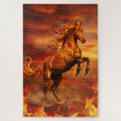 Golden Fire Stallion – Powerful Fantasy Puzzle Legpuzzel (Verticaal)