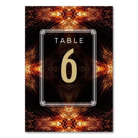 Golden Fire Wedding Menu + Tafelnummer Kaart (Voorkant)