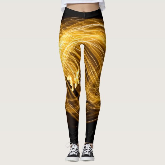 Golden Fire werkt op donkere achtergrond Leggings (Voorkant)