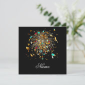 Golden Fireworks & Confetti Celebration Bedankkaart (Staand voorkant)