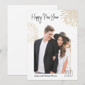 Golden Fireworks Nieuwjaar Feestdagenkaart (Voorkant / Achterkant)