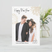 Golden Fireworks Nieuwjaar Feestdagenkaart (Staand voorkant)
