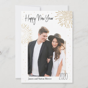 Golden Fireworks Nieuwjaar Feestdagenkaart