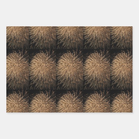 Golden Fireworks Pattern Custom 2023 Celebrations Inpakpapier Vel (Voorkant 3)