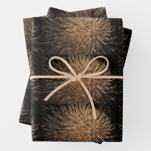 Golden Fireworks Pattern Custom 2023 Celebrations Inpakpapier Vel (In situ)