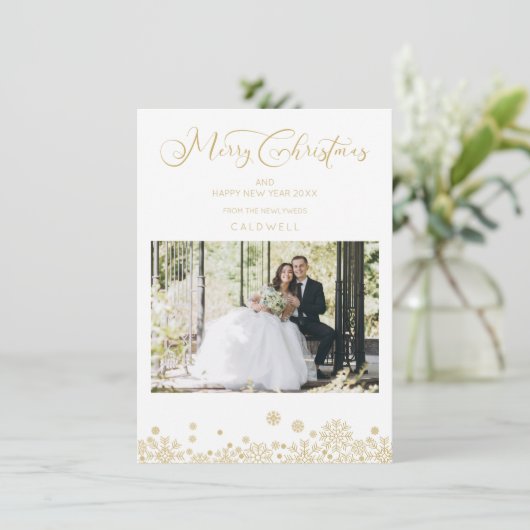 Golden First Merry Kerstromanc Typografie (Staand voorkant)