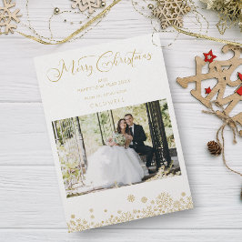 Golden First Merry Kerstromanc Typografie