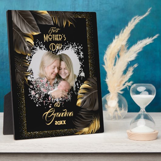 Golden First Moederdag als oma Foto Fotoplaat (Zijkant)