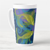 Golden Fish Onderwater Art Pastel Painting Latte Mok (Linkerhoek)