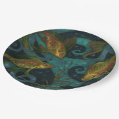 Golden Fish, pisces, Nautical Underwater Art Black Papieren Bordje (Gekanteld)