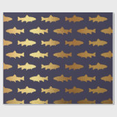 Golden Fish Shark Ocean Zee Blue Navp Yacht Cadeaupapier (Vlak)