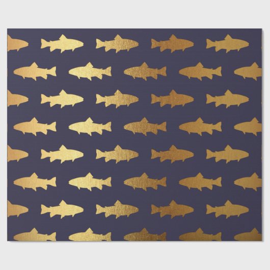 Golden Fish Shark Ocean Zee Blue Navp Yacht Cadeaupapier (Vlak)