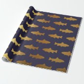 Golden Fish Shark Ocean Zee Blue Navp Yacht Cadeaupapier (Uitgerold)