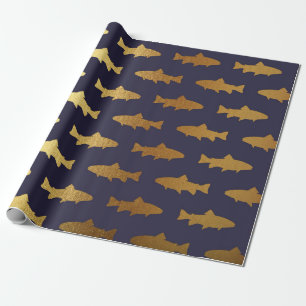Golden Fish Shark Ocean Zee Blue Navp Yacht Cadeaupapier