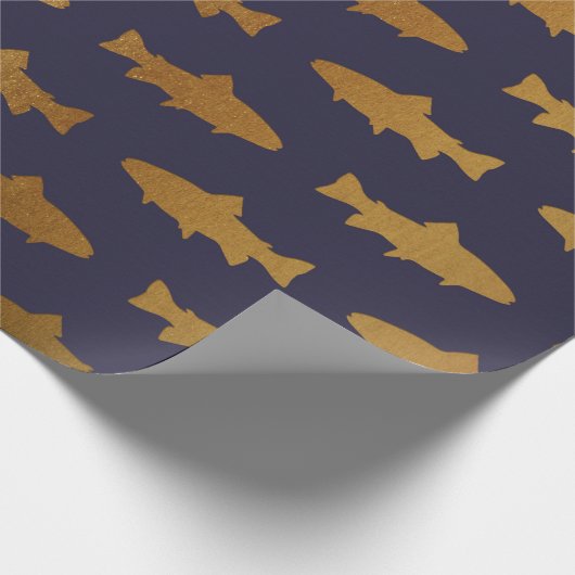 Golden Fish Shark Ocean Zee Blue Navp Yacht Cadeaupapier (Hoek)