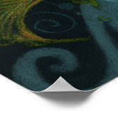 Golden Fish Underwater Animals die zwart Blauwgroe Poster (Hoek)