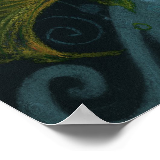 Golden Fish Underwater Animals die zwart Blauwgroe Poster (Hoek)