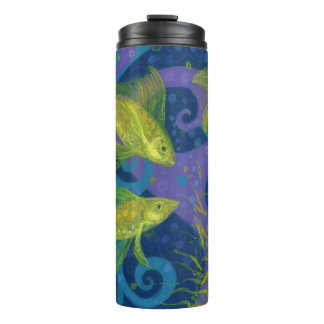 Golden Fish Underwater Art Pastel Painage Postcar Thermosbeker
