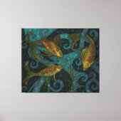 Golden Fish, zwart & Blauwgroen, onderwatercanvas  Canvas Afdruk (Voorkant)