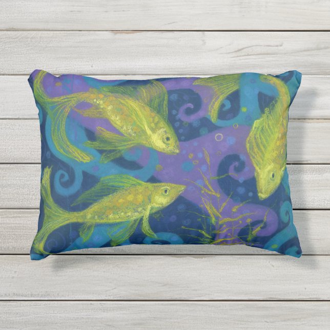 Golden Fishes, Pisces, fish, nautical underwater Buitenkussen (Voorkant)