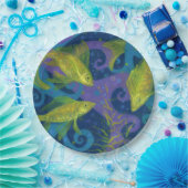Golden Fishes, Pisces, fish, nautical underwater Papieren Bordje (Feest)