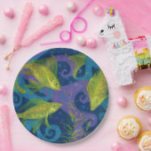 Golden Fishes, Pisces, fish, nautical underwater Papieren Bordje (Feest)