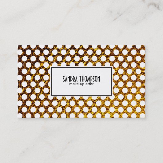 Golden Flake White Polka Dots Visitekaartje (Voorkant)