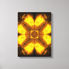 Golden Flame Kaleidoscope Fractal Art Canvas Afdruk