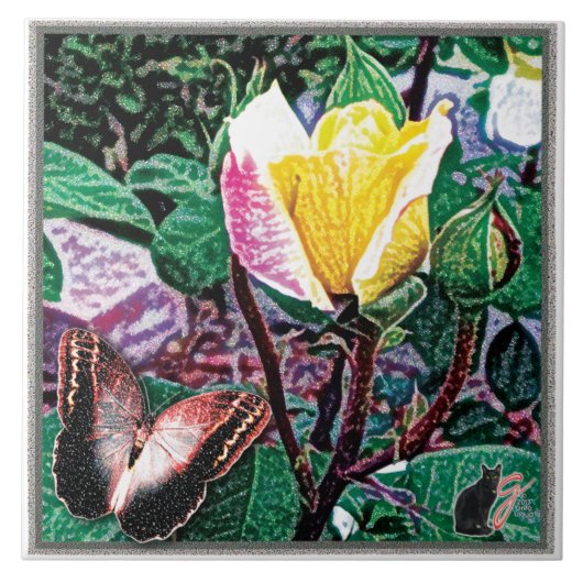 Golden Flame-keramische Tegel Tegeltje (Voorkant)